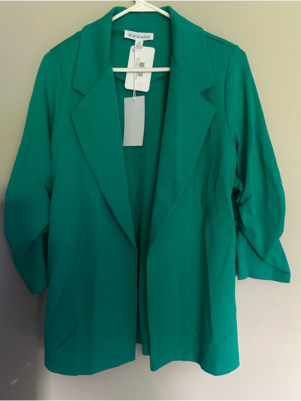 dear Scarlett size MEDIUM Emerald Green Open-Front Blazer